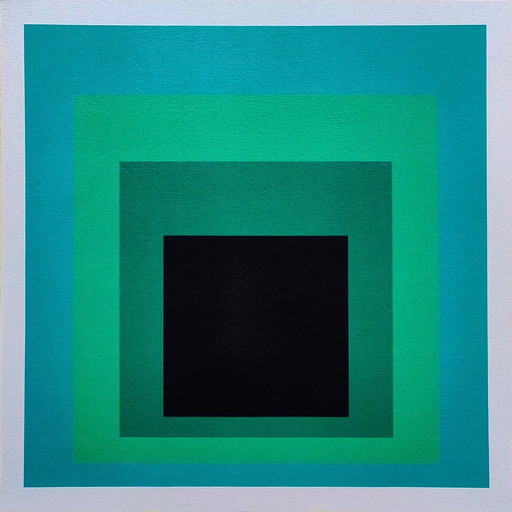 1970S Étonnante lithographie de Josef Albers (d'après) "Homage To The Square" par le Musée Guggenheim - New York