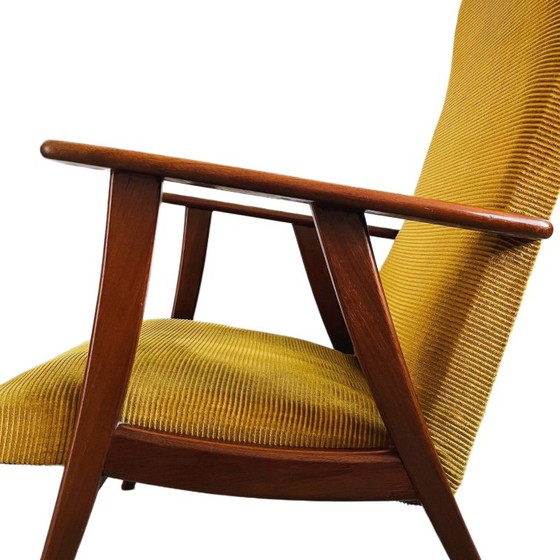 Image 1 of Vintage mid - Century Danish design armchair teak ochre yellow 1960's