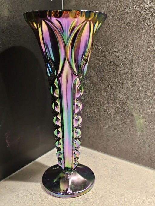 Beautiful Slender Vintage LGW Lead Crystal "Pfauenauge" Vase