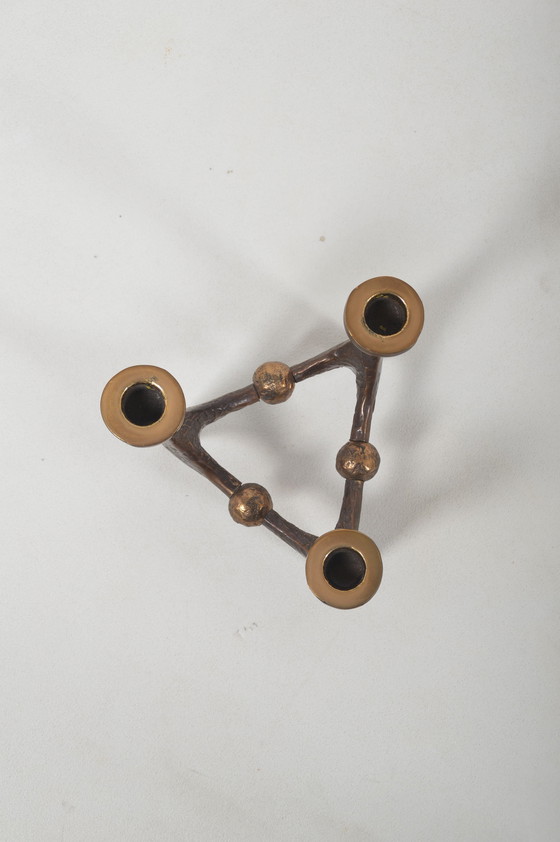 Image 1 of Brutalist candelabra in bronze by Michael Harjes, 1960s