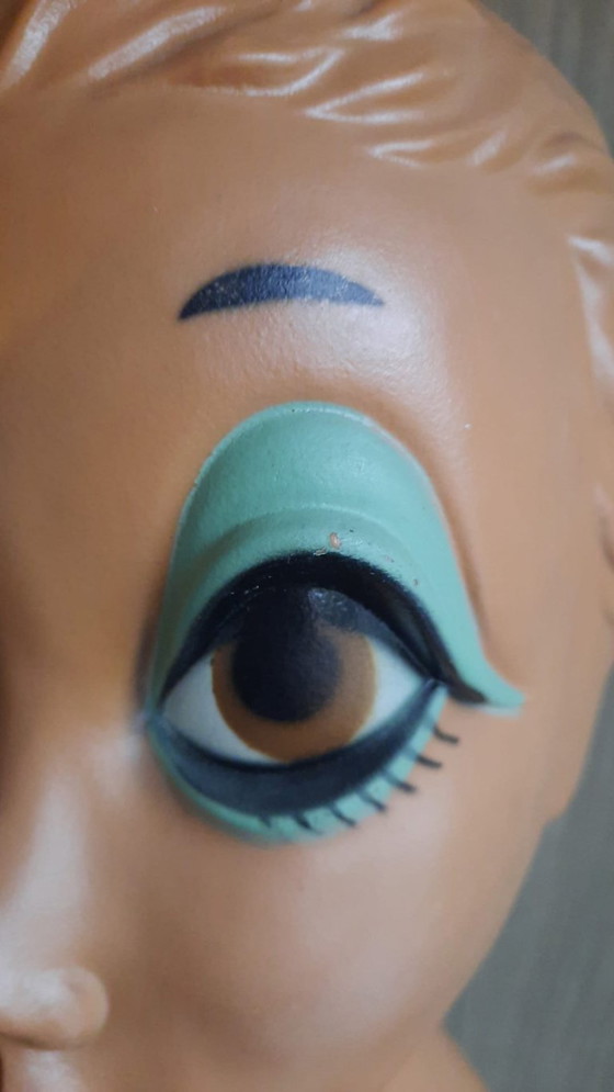 Vintage twiggy mannequin hoofd, Decoratieve objecten, Kunststof, Bruin (foto 5 van 6)