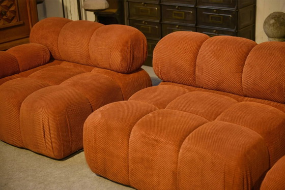Grand canapé modulable pour 10 personnes – Canapés 3 places, Velours, Vintage (photo 10 of 17)