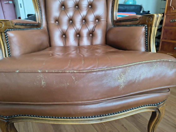 Chesterfield style Armchair – Wood, Leather (photo 5 of 11)