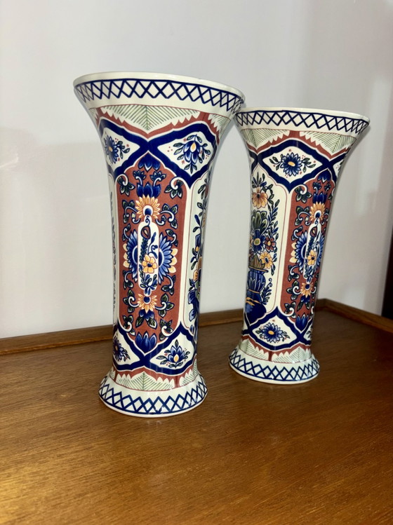 Set van 2 Vintage Boch Vazen - Brugge Delfts Imari Stijl – Ceramic (photo 4 of 12)