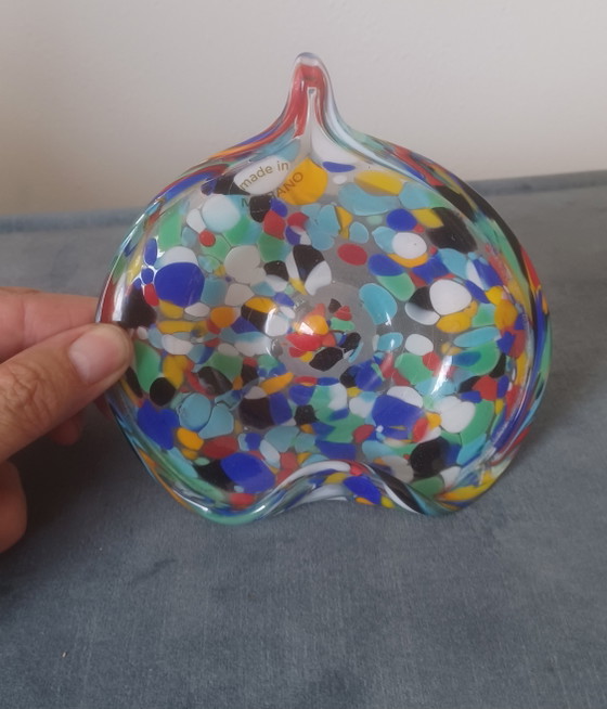 Image 1 of Plato de cristal de Murano con efecto salpicado de confeti, década de 1960.