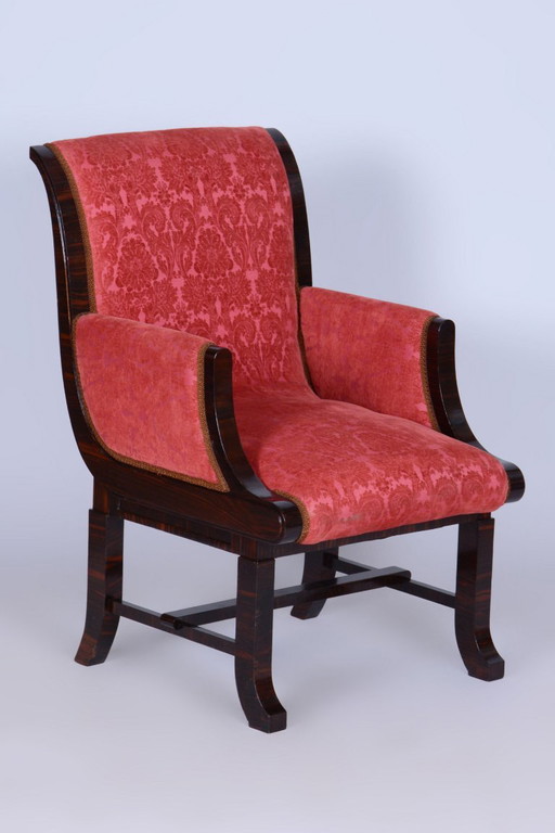 Restored Art Deco Armchair, By Pavel Janák, By PUD, Oak, Czech, 1910s – fauteuils, Textile, Wood