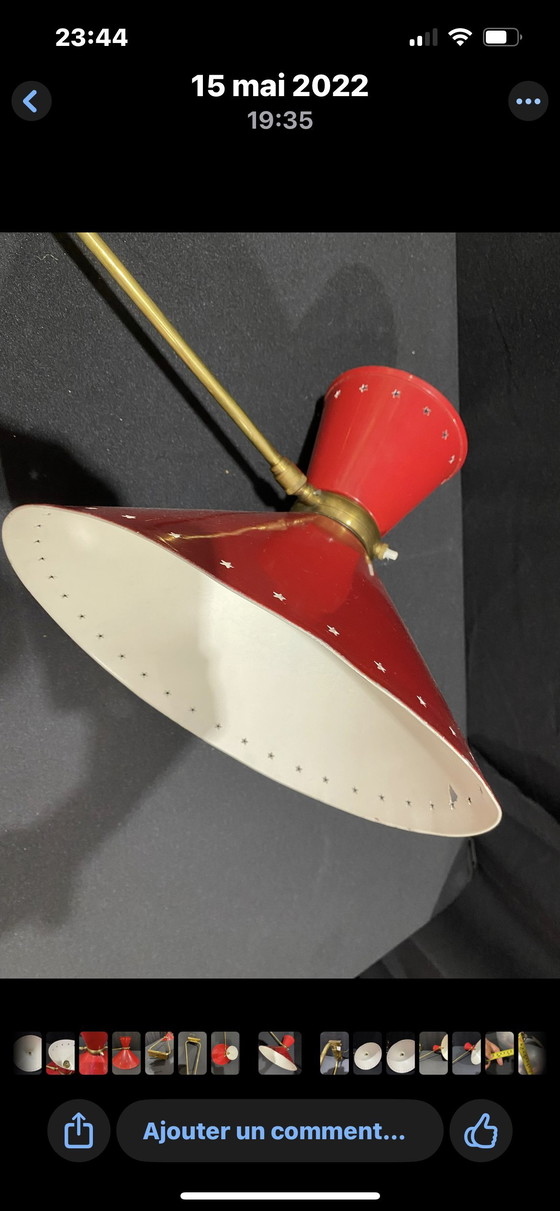 Image 1 of Lampada da parete diabolo rené mathieu lunel stelle in lamiera design xx secolo