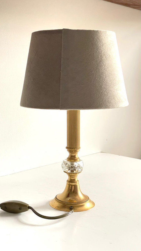 Image 1 of Lampada vintage in cristallo e metallo dorato