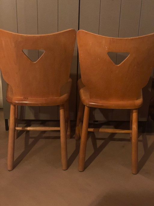 Vintage Esszimmerstühle aus Holz – Skandinavisch – 2er-Set