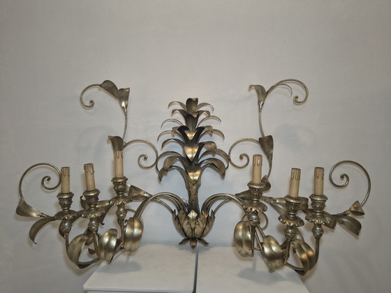 Wall lamp, floral metal 6 lights with multiple arms, silver – Wall lights (photo 2 of 5)