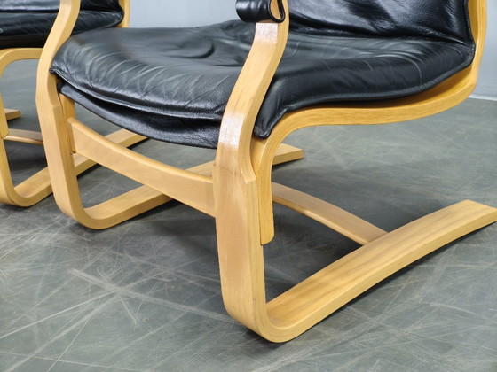 Image 1 of Een paar leren fauteuils van Åke Fribytter voor Nelo Kroken, jaren 60.