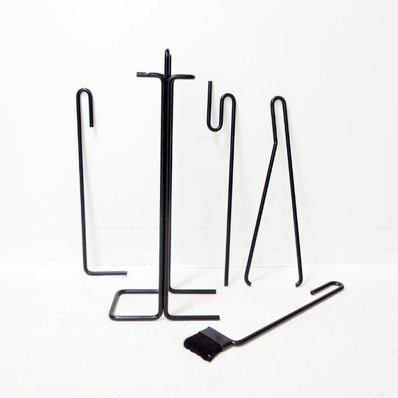 Image 1 of Minimalist Black Metal fire ensemble "Mace-Line" by Ann Maes - 1970s