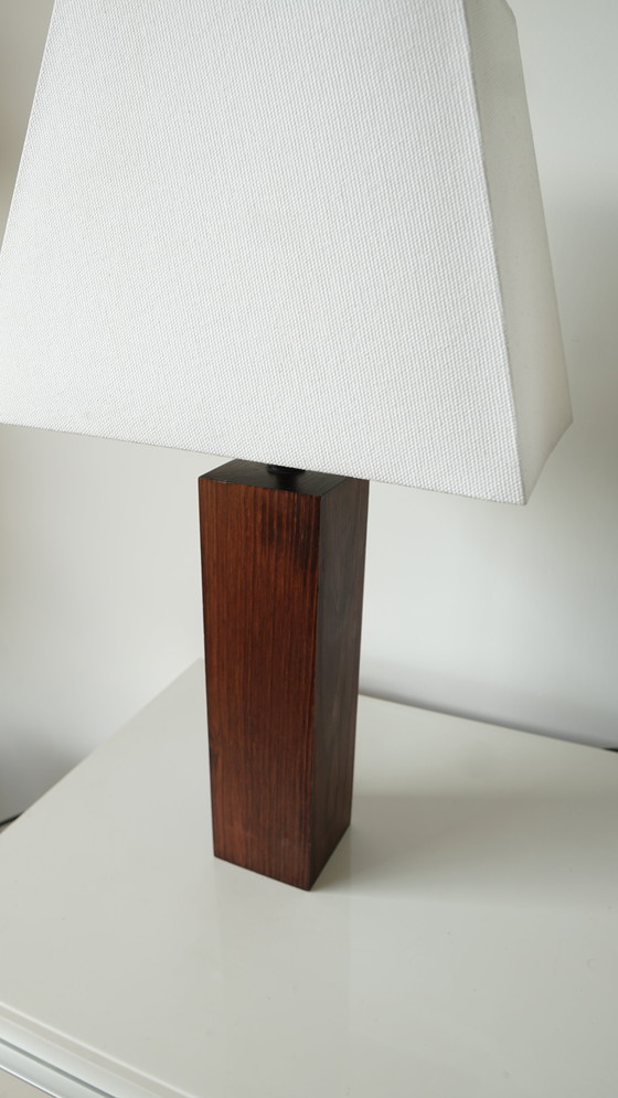 Image 1 of Pair of Mid - Century solid wood table lamps - 1970s
