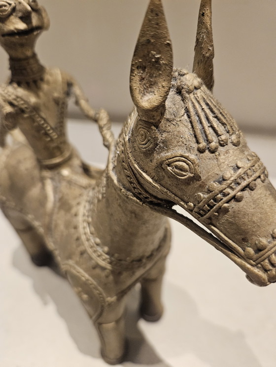 Image 1 of Bastar tribale kunst Dhorka messing paard en ruiter