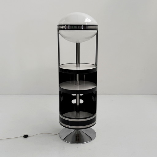 Rotating Bar Cabinet with Lamp in the Style of Joe Colombo, 1960s