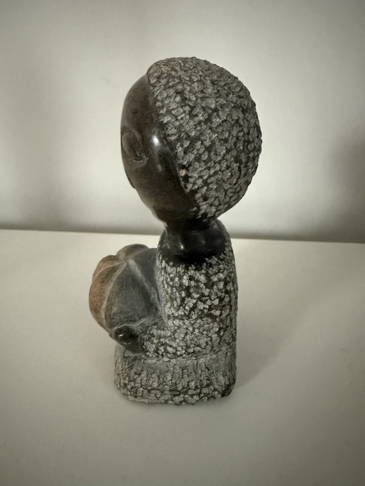 Statue Shona authentique - Pierre serpentine sculptée à la main du Zimbabwe (12/ 538 Gr)