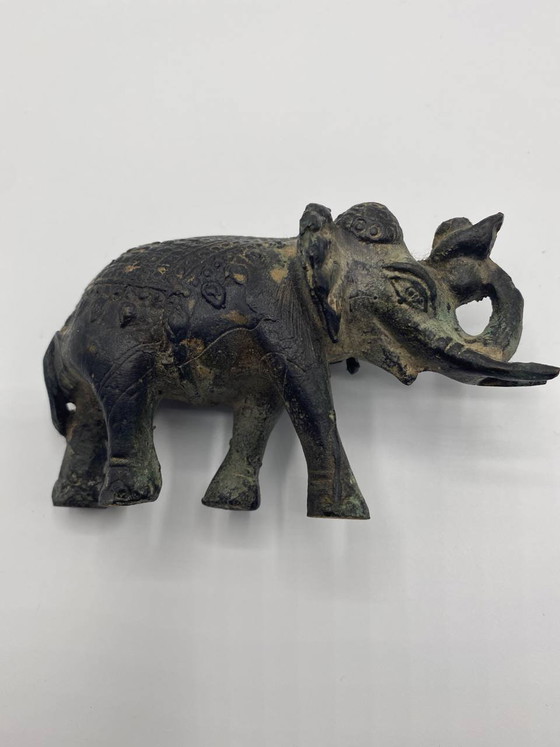 Patinierte Bronze-Elefantenfigur mit Mahout – indisch inspiriert – Dekorative Skulptur des 20. Jahrhunderts (photo 4 of 5)