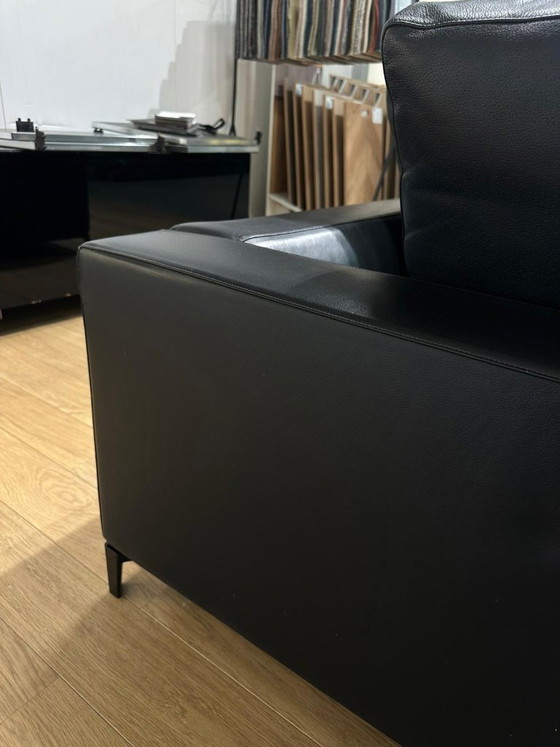 Image 1 of Divano angolare Minotti Andersen in pelle nera, come nuovo.