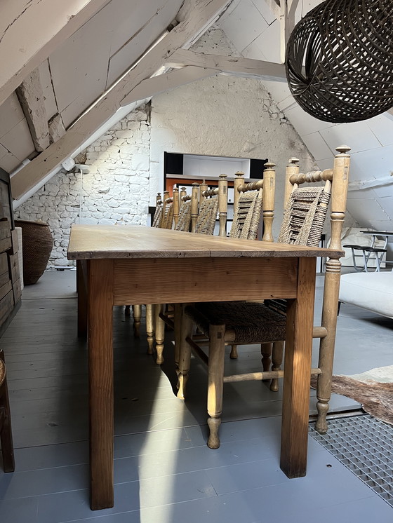 Image 1 of 6 Stühle aus Holz und Seil, die Adrien Audoux und Frida Minet zugeschrieben werden