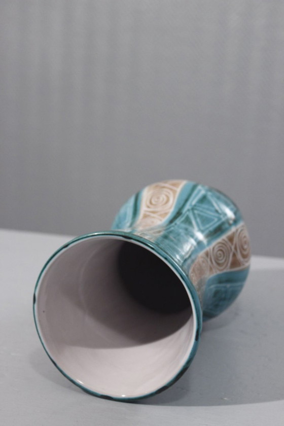 Image 1 of Robert Picault in Vallauris Große Vase Inzisionsdekor Frankreich 1950s