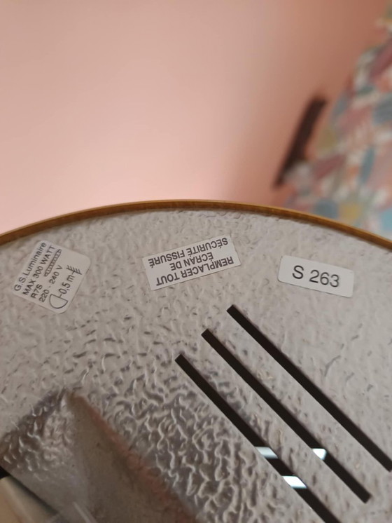 Image 1 of Vintage gouden metalen boog hanglamp, jaren 80