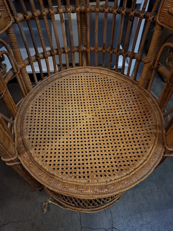 Image 1 of Vintage rotan pauwstoel jaren 70 – boho fauteuil