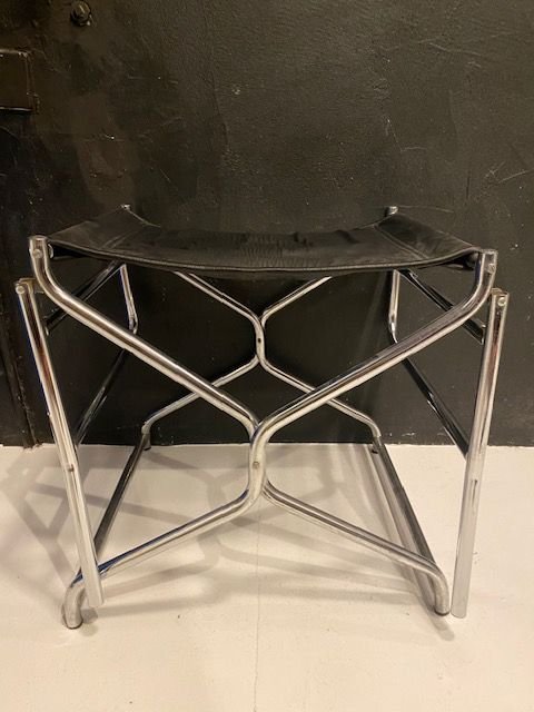 Poltrona Sedia Sgabello a Forbice Postmoderno Figaro di Ikea anni '80 – Sedie pieghevoli, Pelle, Metallo (photo 5 of 9)