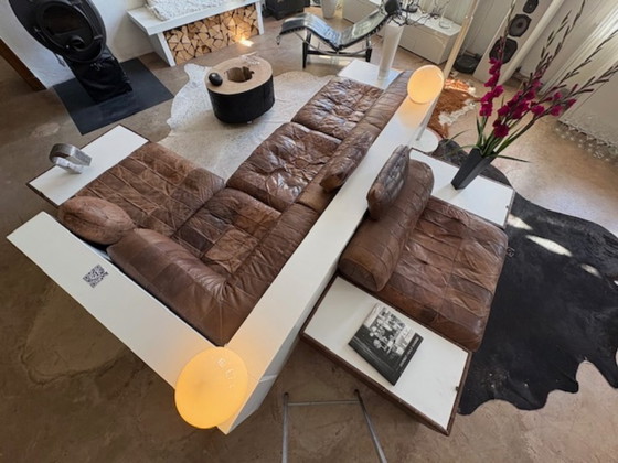 Divano modulare De Sede DS88 – Anni '70 – Pelle patchwork color cognac – Divani modulari, Leather (photo 2 of 12)