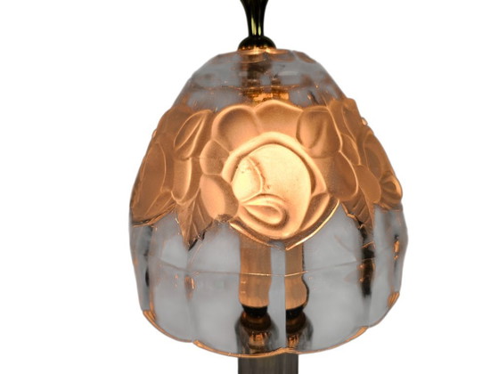 Image 1 of Vintage - crystal - cut glass - floral motif - table lamp - 90s