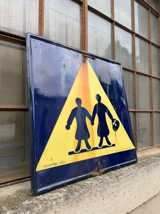 Enamel sign - road sign - vintage - 70cm x 70cm