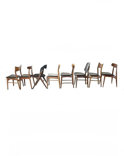 Set di 8 sedie da pranzo danesi componibili, anni '60