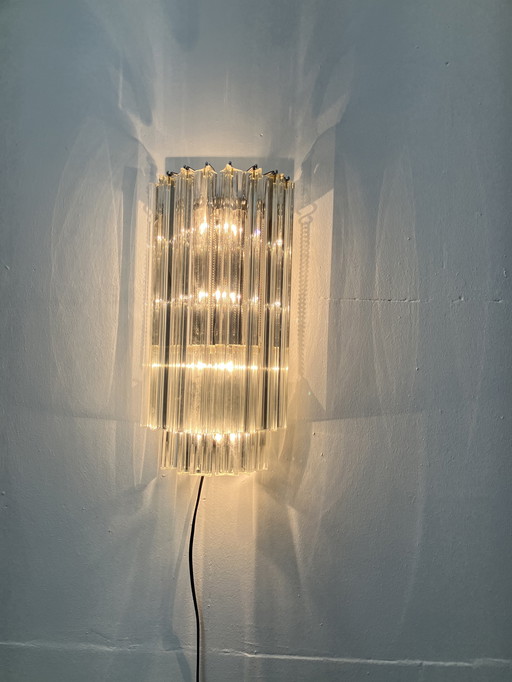 Vintage Triedri wandlamp Paolo Venini met 14 kristallen