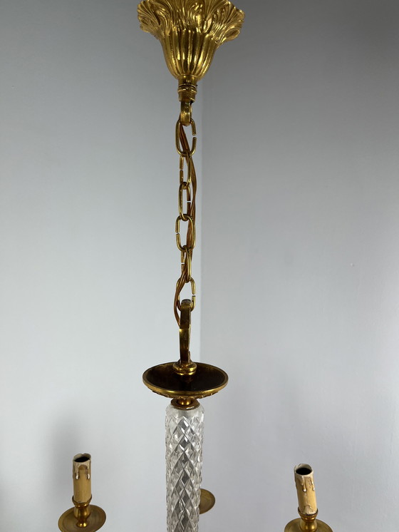 Image 1 of Vintage 1940s/50s gold plated French chandelier