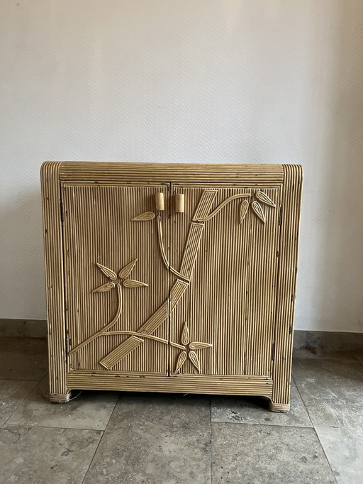 Armoire de rangement vintage en rotin