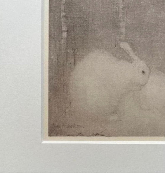 Image 1 of Jan Mankes 1889-1920 / Eliogravura Conigli in una foresta autunnale 1923