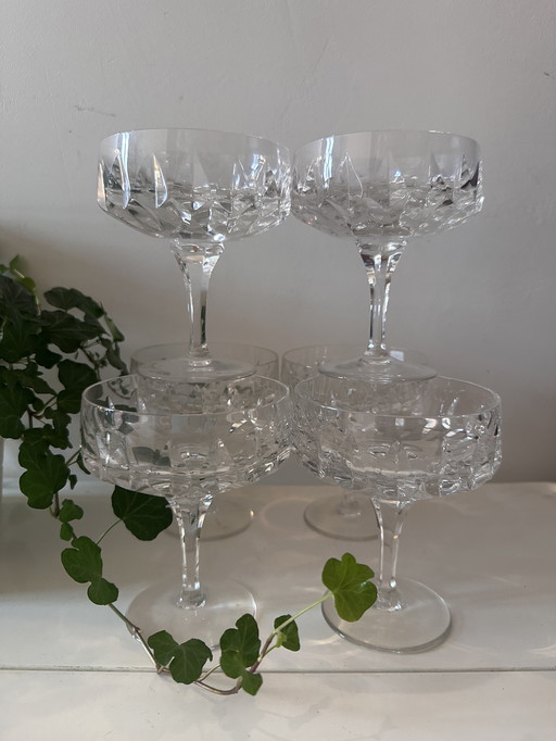 Set Van 6 Kristallen Coupe Champagne Glazen