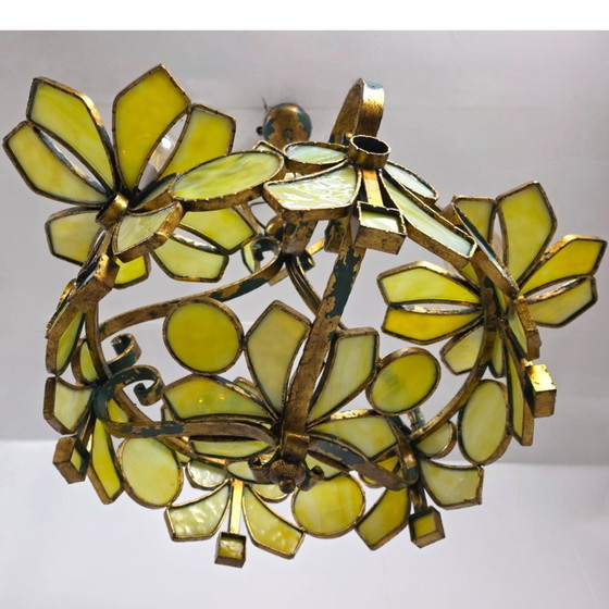 Lombard rare Italian sculptural chandelier mid-century 60s Murano wrought iron – Longobard, Murano Glass (photo 8 of 12)