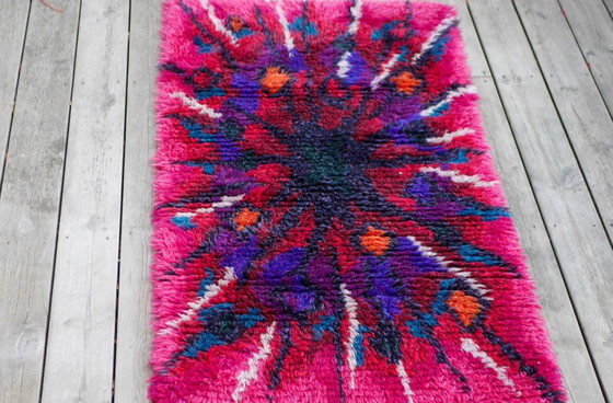 Image 1 of Swedish Tibetan Rya rug with flower by Jagarz for Rya