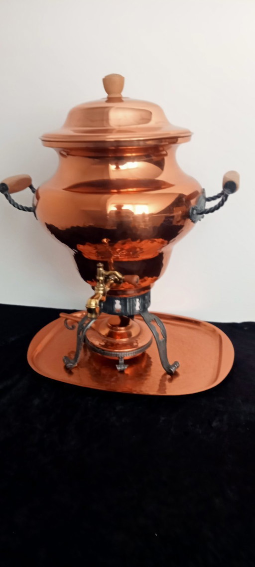 Swiss copper chocolate coffee mulled wine taps can with fire
