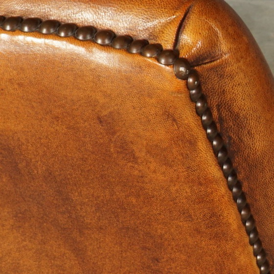 Image 1 of Vintage schaapsleren fauteuil – cognacbruin – Bendic International