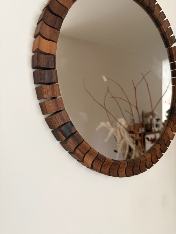 Miroir danois du milieu du siècle, Bois, Marron (photo 2 sur 5)