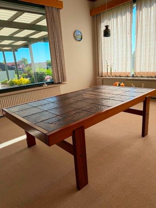 Vintage Couchtisch Aus Teakholz Mit Fliesen, Dänemark 1960