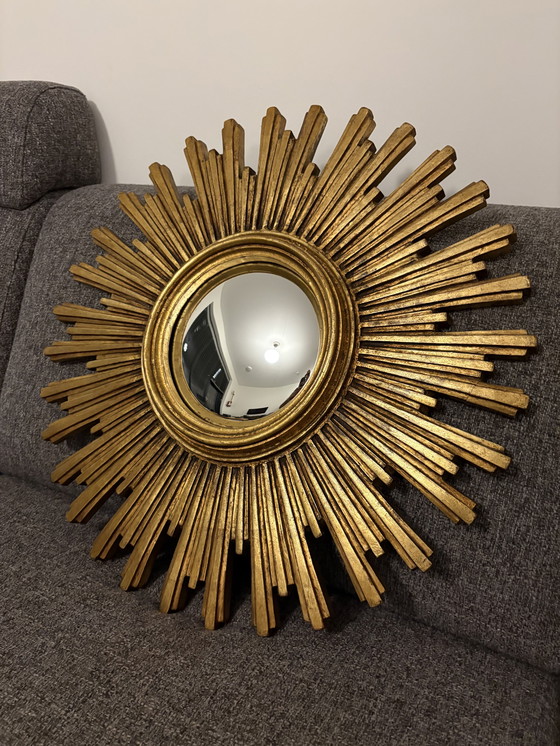 Image 1 of Zonnestralen bolle spiegel koud blad Hollywood regency