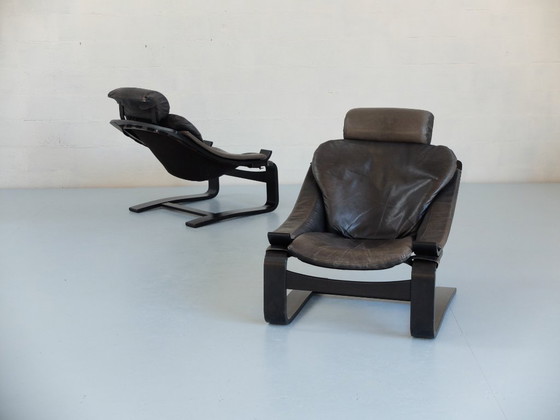 Image 1 of Paire de fauteuil en cuir Kroken, Ake Fribyter pour Nelo année 70, Set de 2