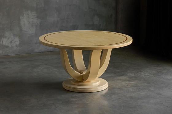 Image 1 of Faux-Marble Lacquered Table by Jean Claude Mahey, France, 1970s