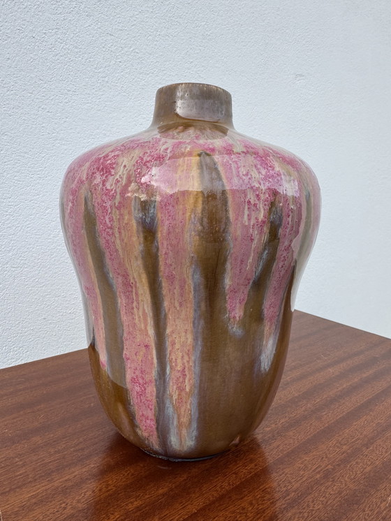 Image 1 of Vaso in gres smaltato rosa Art Déco