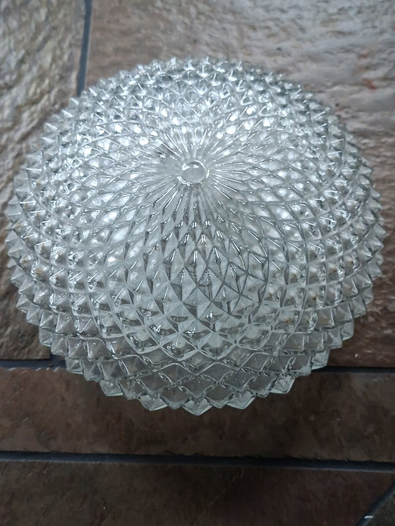 Image 1 of Glazen plafond lamp jaren 60
