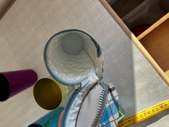 Image 1 of 6 metal retro cups in a tube