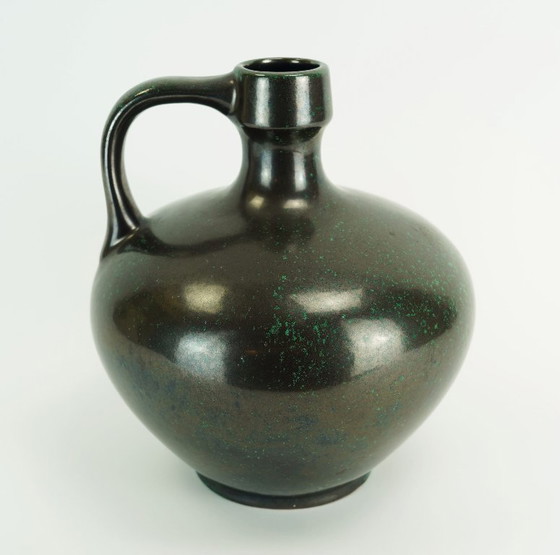 Image 1 of ruscha mid century VASE black and green kurt tschoerner mid century pottery model 340