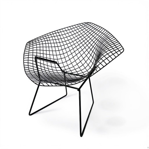 Sedia Bertoia Diamond originale nera vintage in ottime condizioni